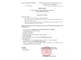 (30/06/2026) Thông báo về ngày chốt danh sách cổ đông để thực hiện quyền Tổ chức ĐHĐCĐ bất thường
