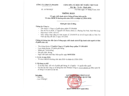 (25/04/2026) Thông báo ngày chốt danh sách cổ đông tham dự ĐHĐCĐ thường niên năm 2026 và nhiệm kỳ 20
