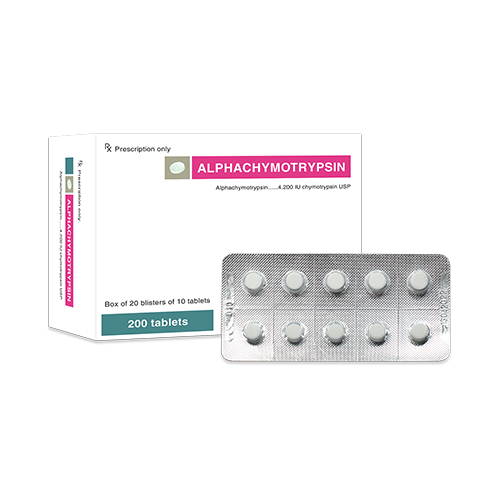 Alphachymotrysin 4.2mg PVC (Hộp 20 vỉ x 10 viên)